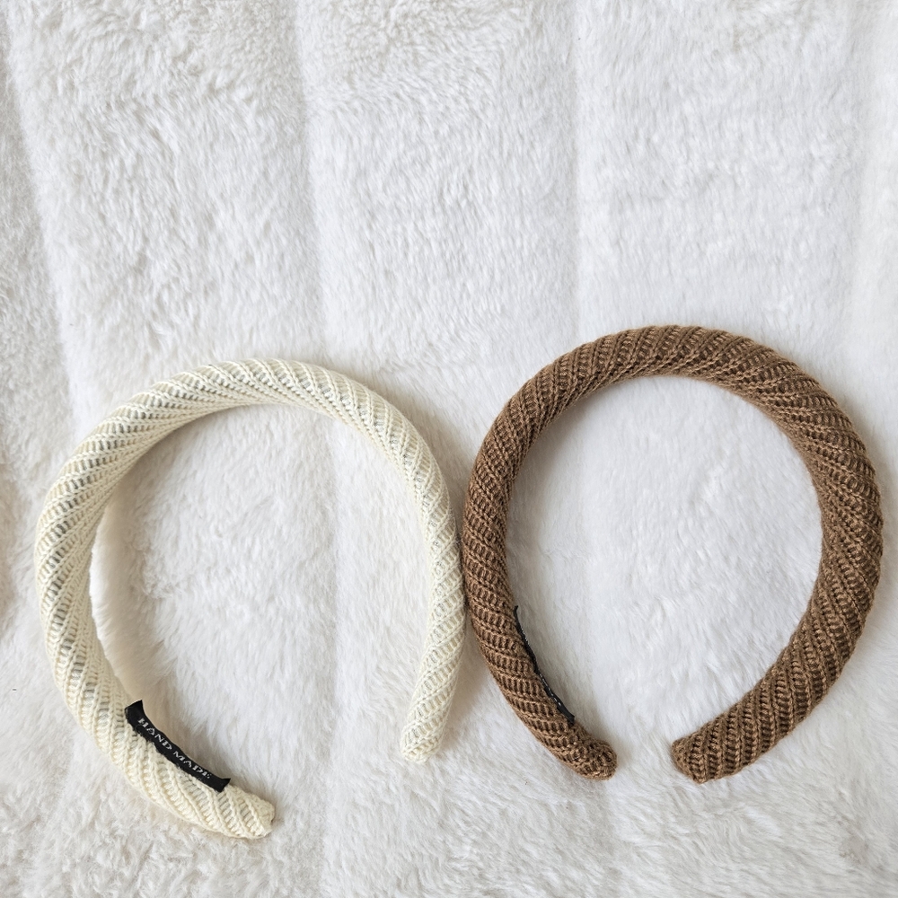 🔥3/$15🔥 Neutral Knit Chunky Headbands‎ Set Of 2
